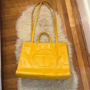 Telfar mustard, color large tote bag